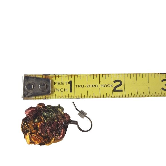 Handmade Multicolor Thread Rosette Earrings Boho Floral Design Costume Jewelry - Picture 3 of 3